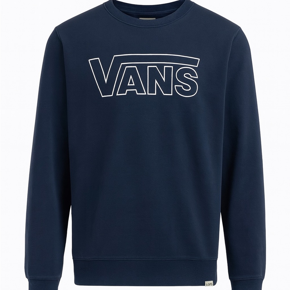 Vans Navy Blue Crewneck Sweatshirt – Classic Logo Pullover – Size Small